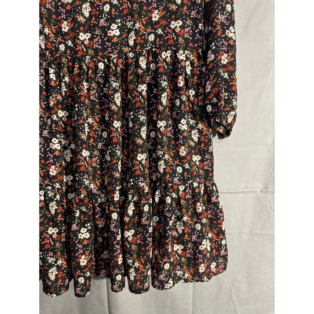 Altard State Dress Women XS Black Mini Floral Cottage Flowy Red Long Sleeve Boho - Picture 6 of 9